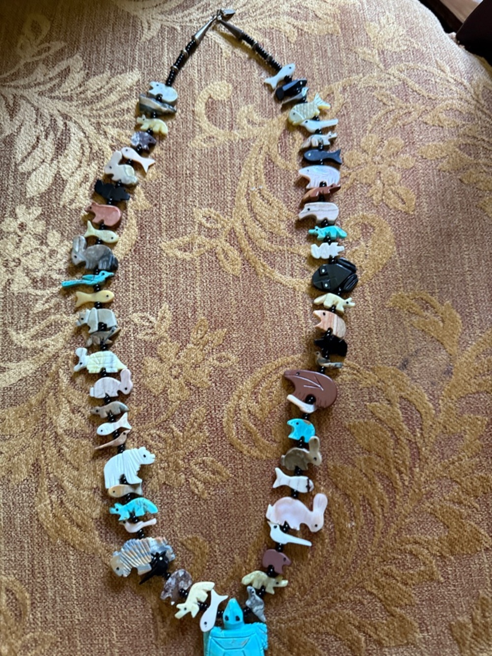 Multicolor Animal Fetish Necklace - Turquoise, Black, Brown, Cream